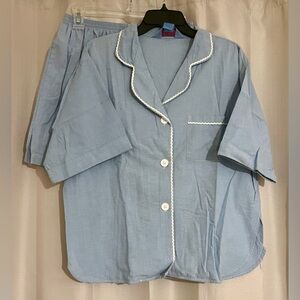 Vintage Threads Unlimited Blue Cotton Pajama Set Size L USA Brand